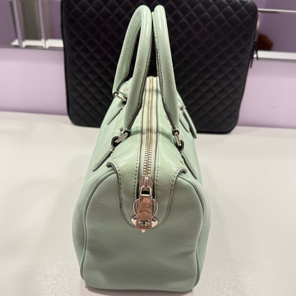 COACH Rowan Satchel Bag in Mint Green Genuine Leather - Picture 4 of 7